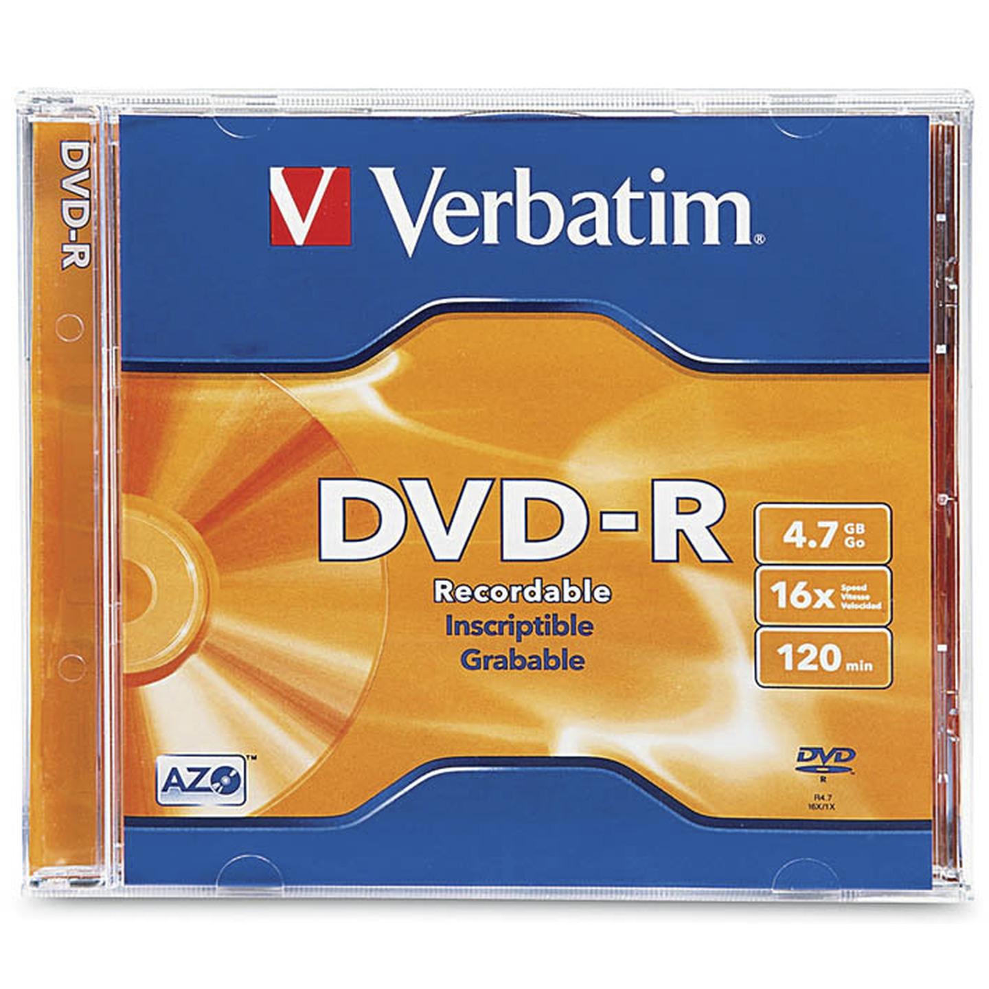 Verbatim DataLife Plus Azo DVD-R 4.7 GB Jewel Case Singles 16x