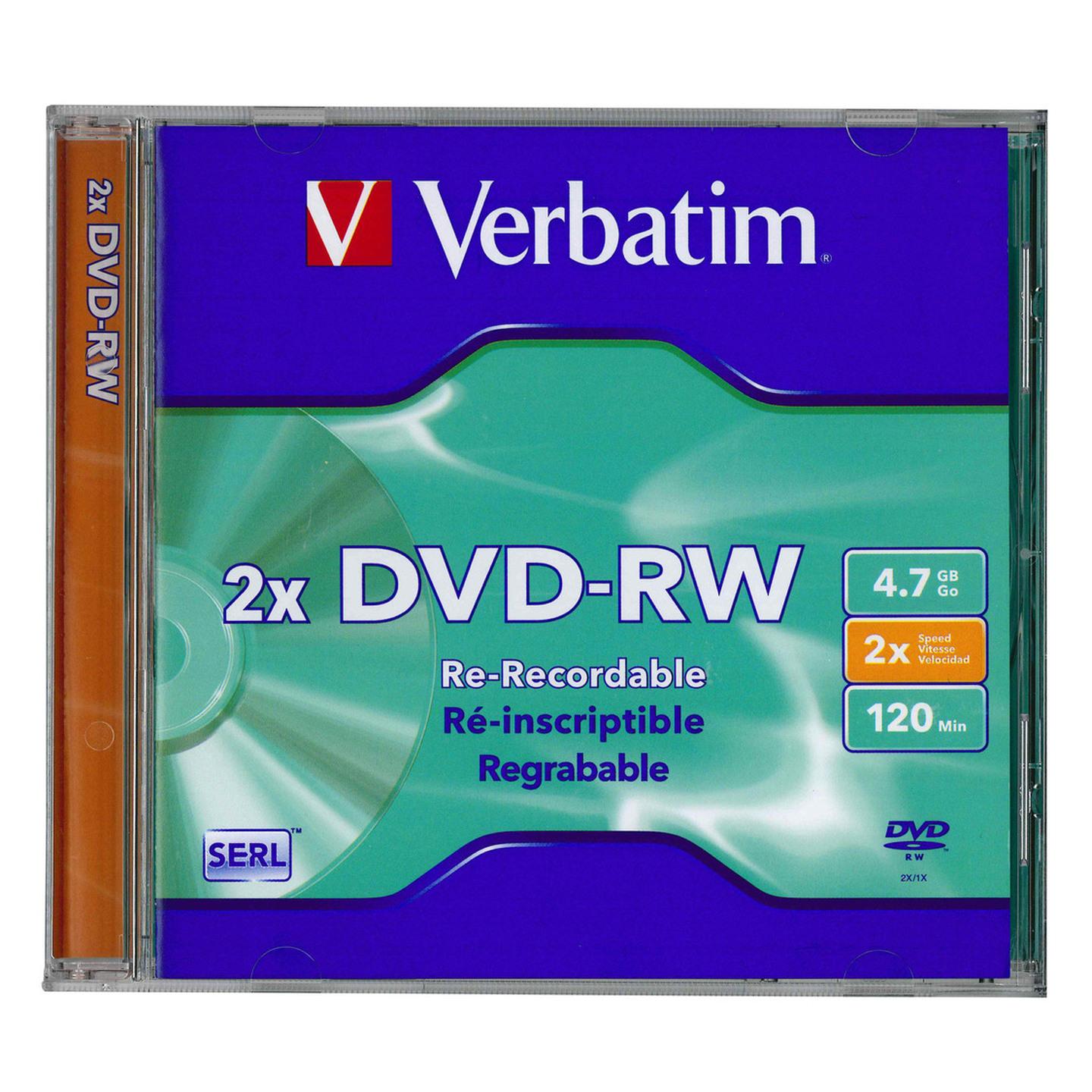 Verbatim DatalifePlus SERL DVD-RW 4.7GB Jewel Case Singles 2x