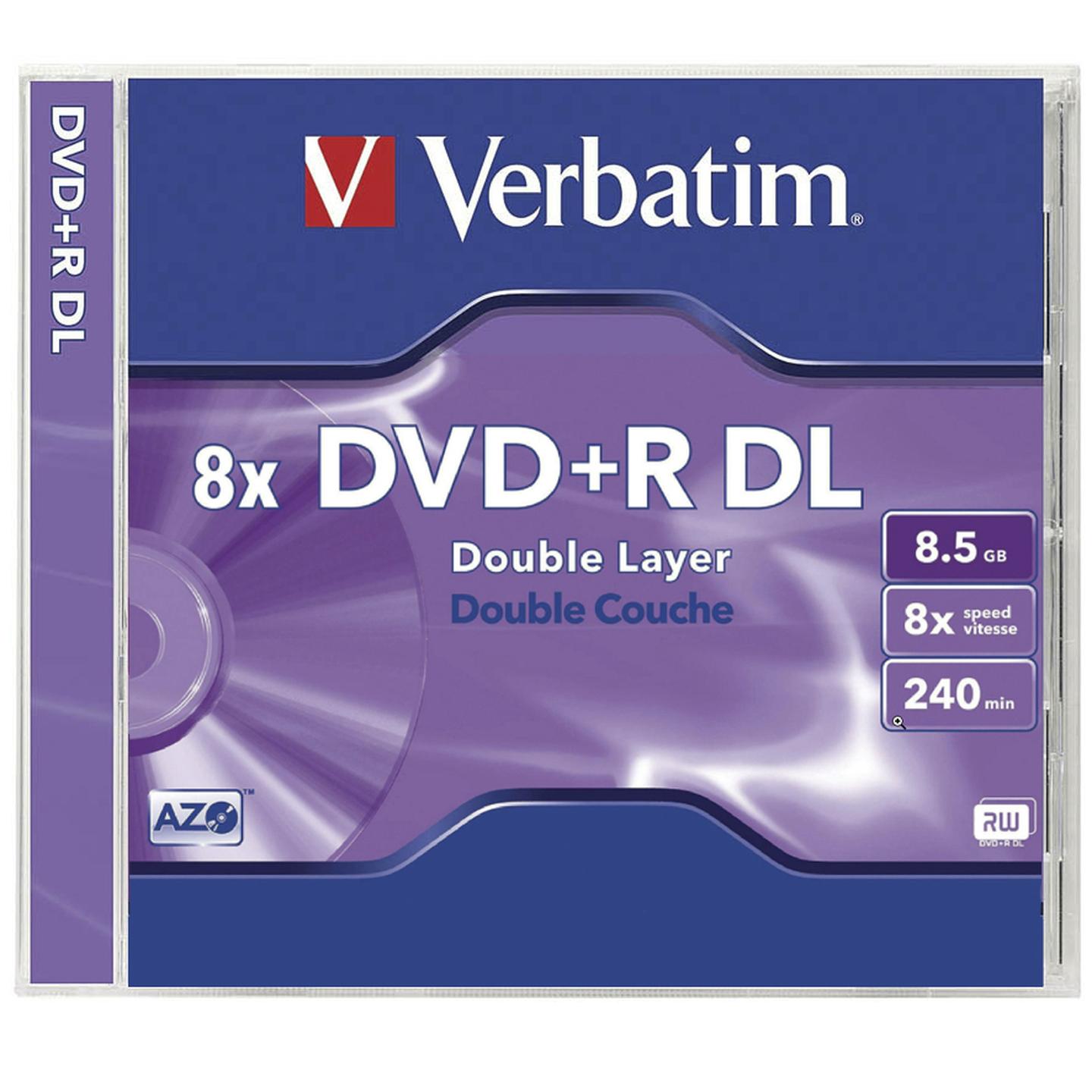 Verbatim DataLifePlus Azo DVDR DL 8.5GB Jewel Case Singles 8x