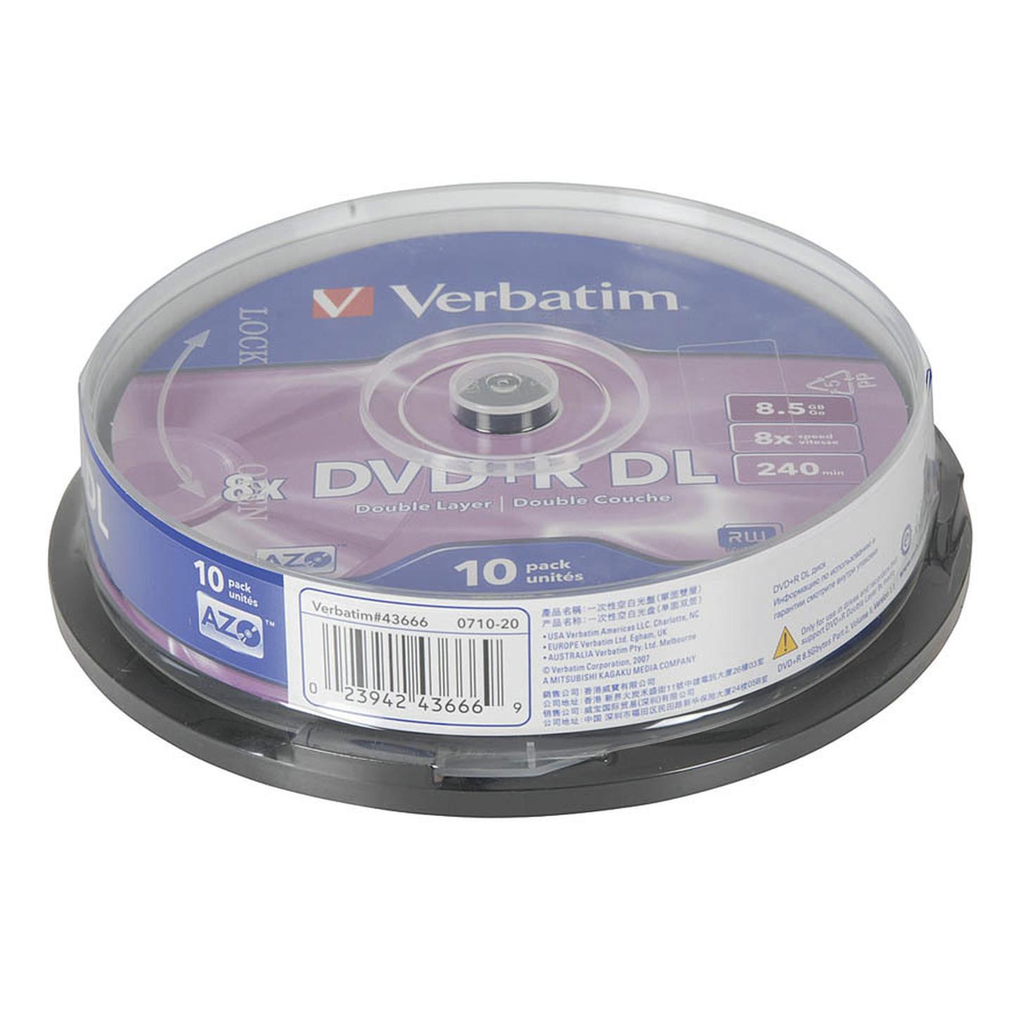 Verbatim DVDR DL 8.5GB 8x Spindle 10 Pack