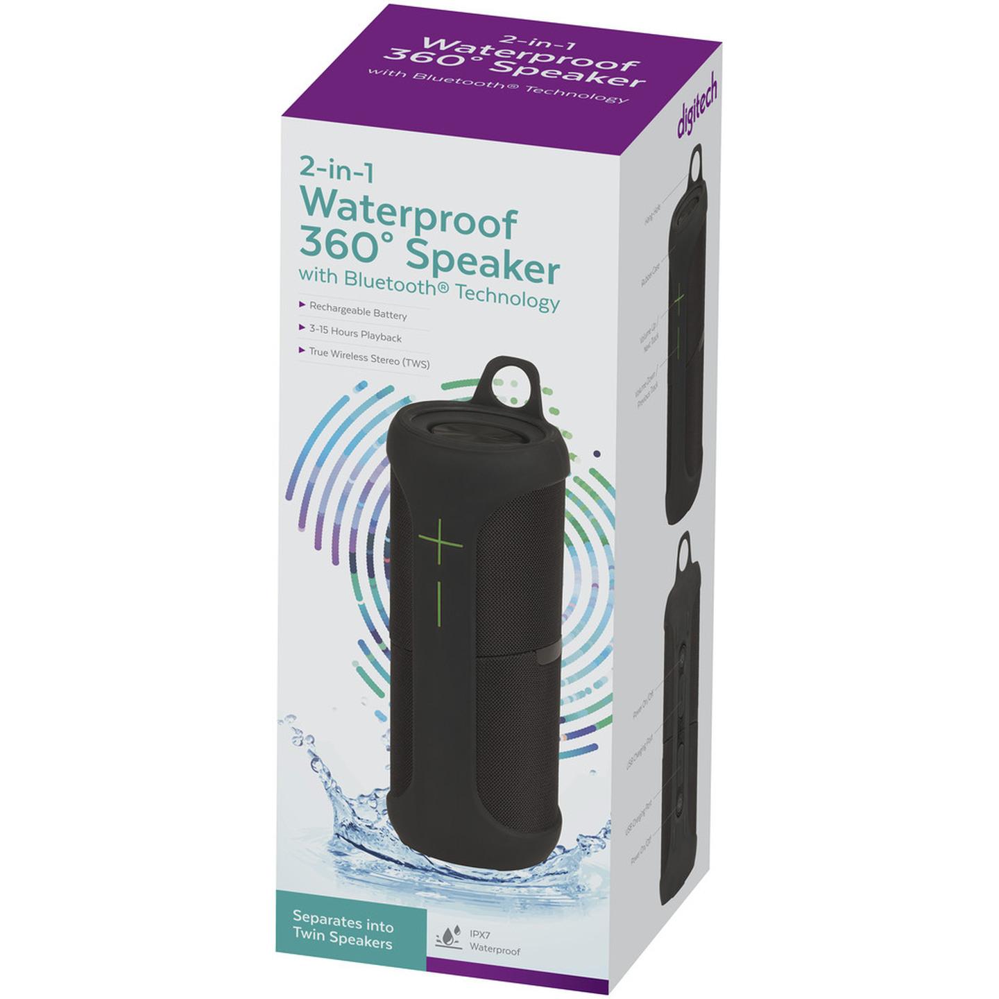 2-In-1 Waterproof 360 Speaker with Bluetooth Technology