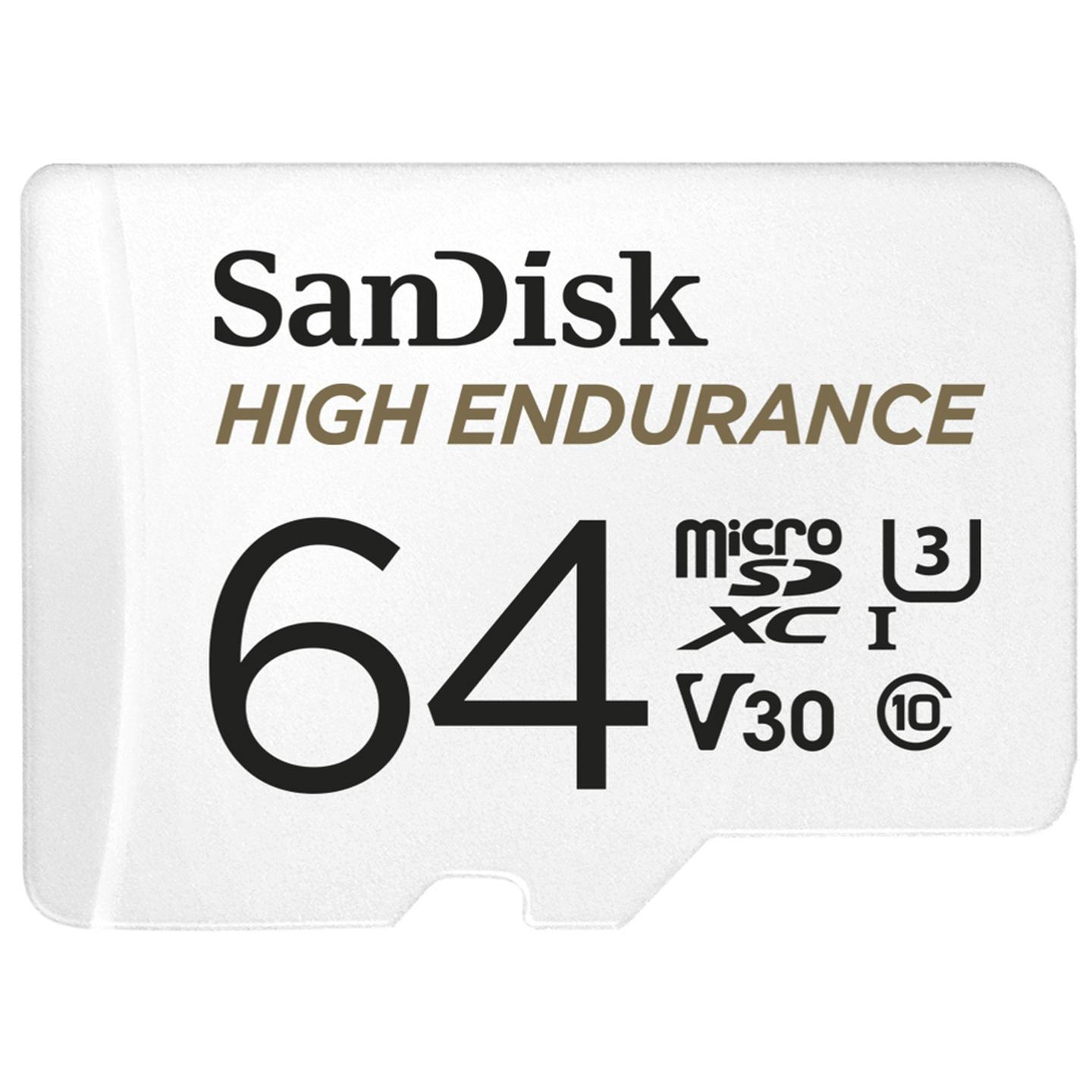 Sandisk 64GB High Endurance microSDXC Class 10 Reads 100MB/S Writes 40MB/S 