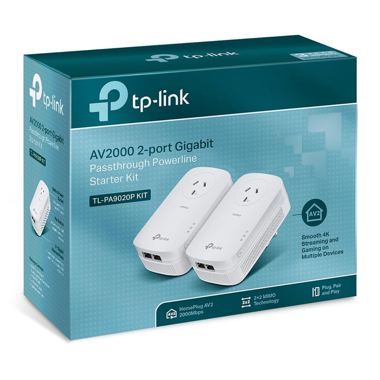 TP-Link AV2000 2 Port Gigabit Pass-through Powerline Starter Kit