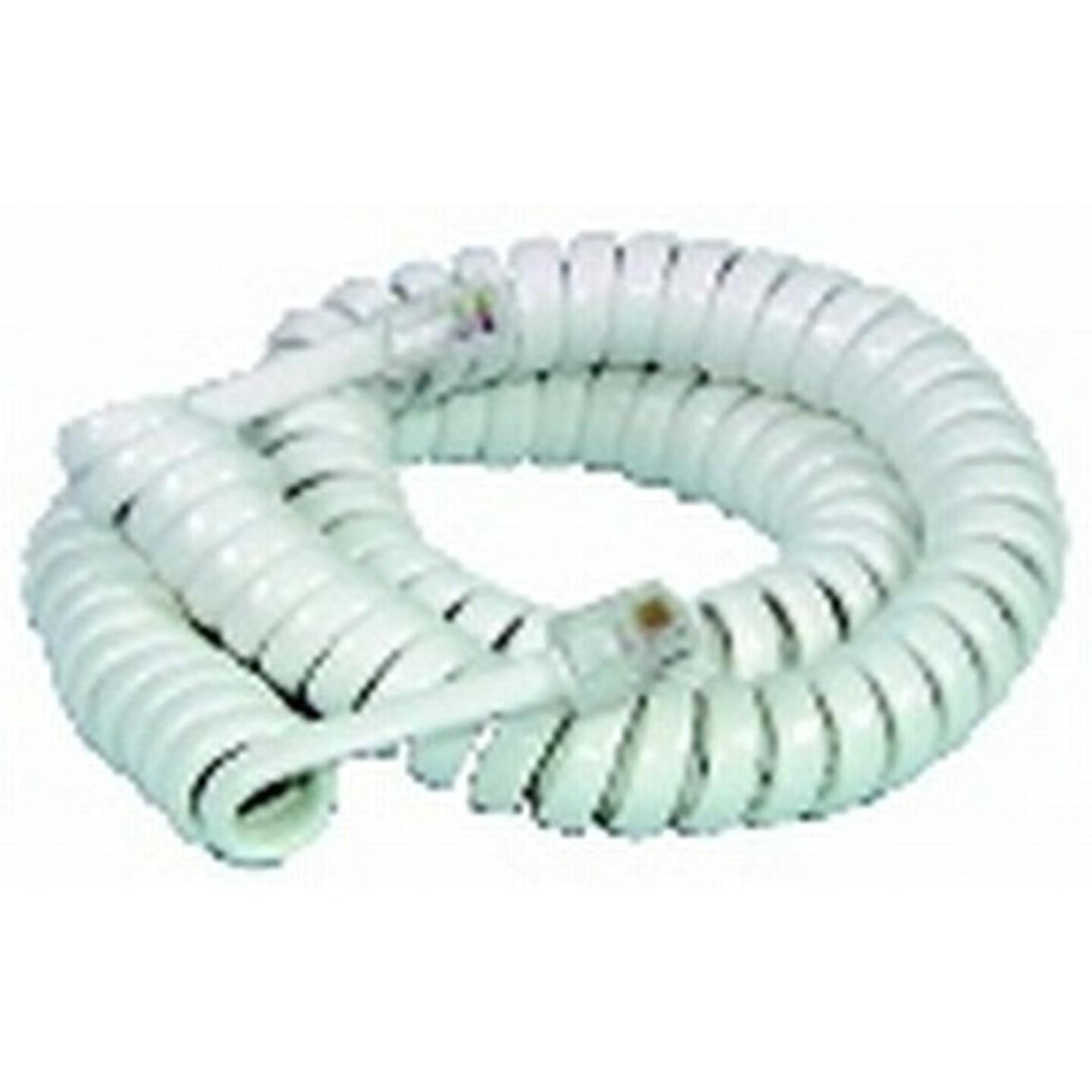 8m Replacement Handset Curly Cord With 4P/4C US Modular Plugs