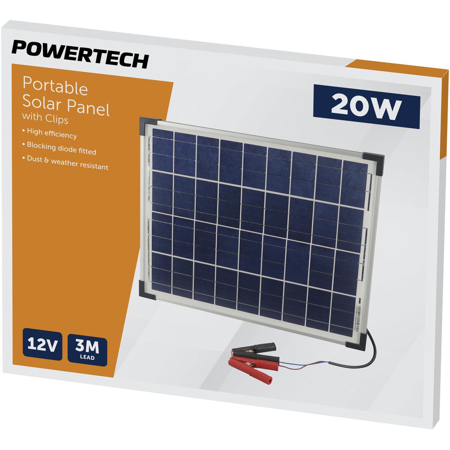 12V 20W Solar Panel with Clips